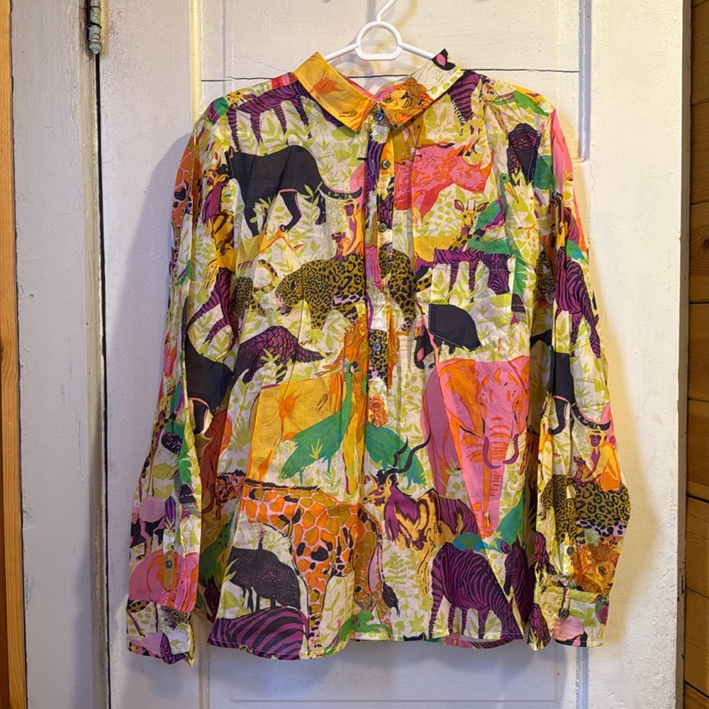 J Crew Ratti Safari Linen Button Up Shirt NWT size 22
